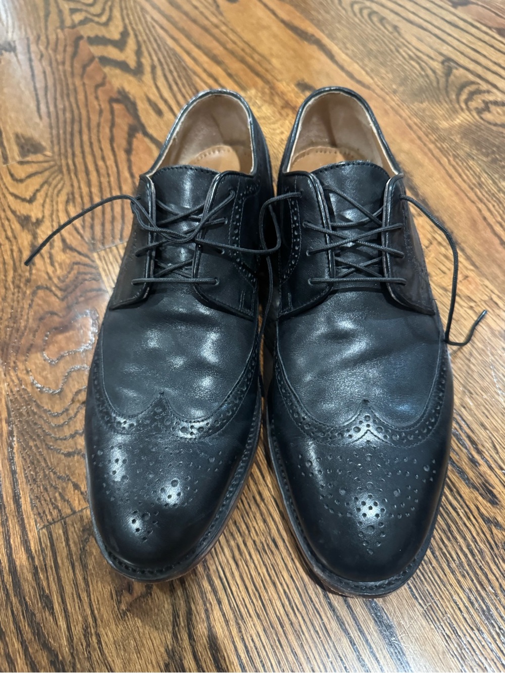Men's Black Wingtip Dress Shoes - Classic Leather Lace-Up